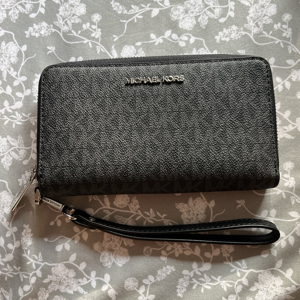Michael Kors Charcoal Wristlet Clutch
